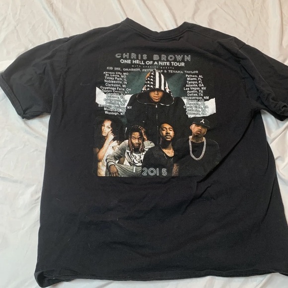 Chris Brown 2015 One Hell Of A Night Tour Tee Small Rap T-Shirt 2 Sided Rare - Picture 3 of 5